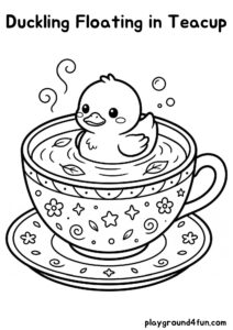 Coloring pages: Duckling Floating in Teacup pdf