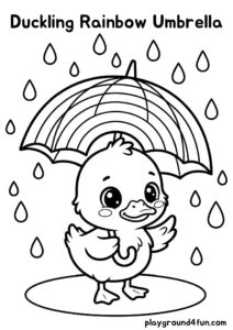 Coloring pages: Duckling Rainbow Umbrella pdf