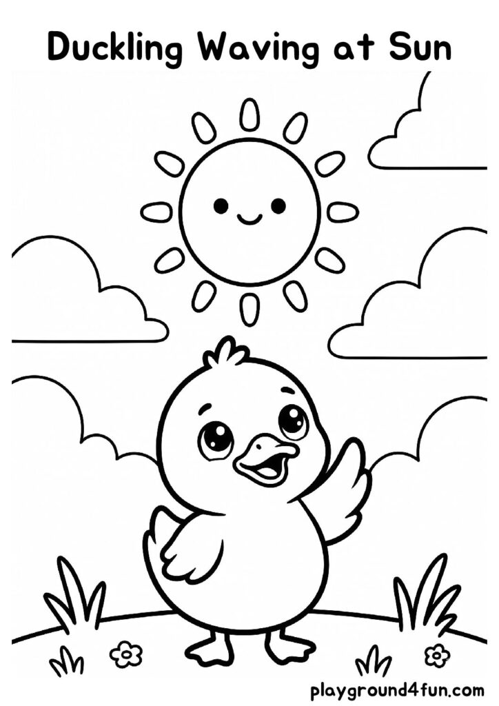 Duckling Waving at Sun