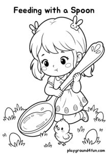Coloring pages: Feeding with a Spoon pdf