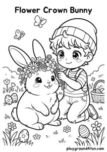 Coloring pages: Flower Crown Bunny pdf