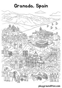 Coloring pages: Granada Spain pdf