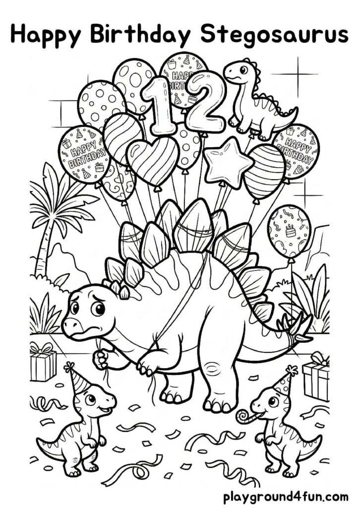 Happy Birthday Stegosaurus Coloring Pages