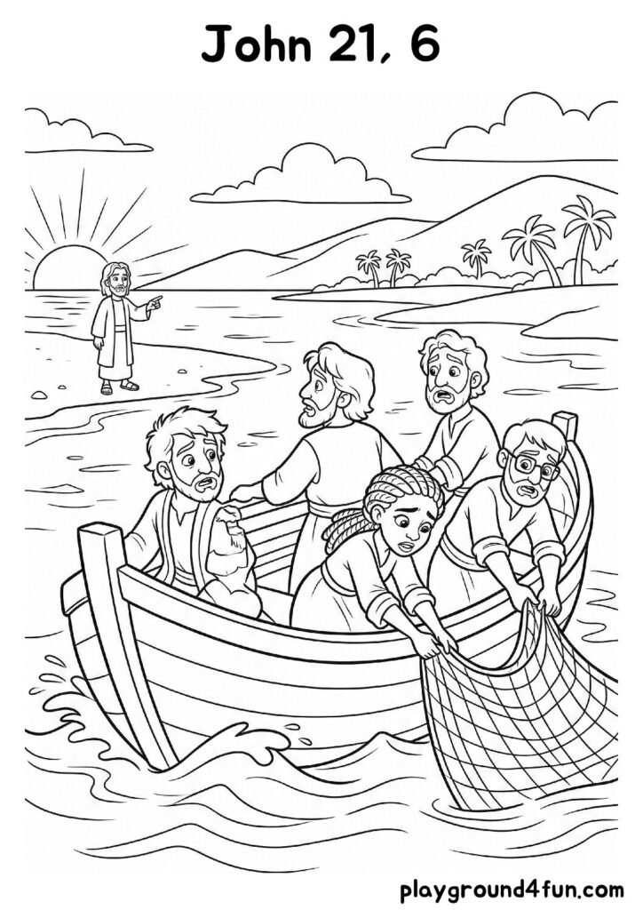 John 21, 6 Coloring Pages