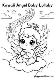 Coloring pages: Kawaii Angel Baby Lullaby pdf