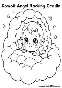 Coloring pages: Kawaii Angel Rocking Cradle pdf