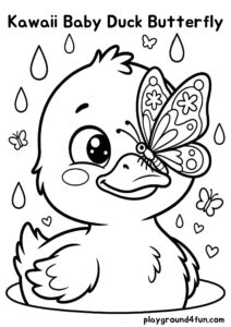 Coloring pages: Kawaii Baby Duck Butterfly pdf