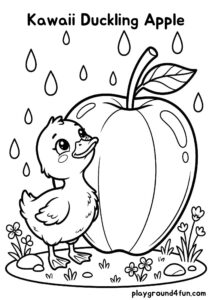 Coloring pages: Kawaii Duckling Apple pdf