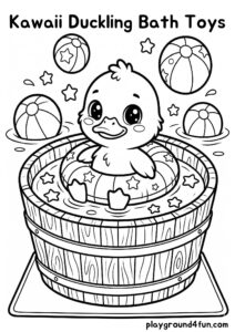 Coloring pages: Kawaii Duckling Bath Toys pdf