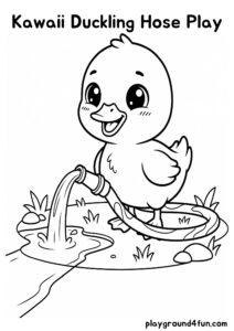 Coloring pages: Kawaii Duckling Hose Play pdf