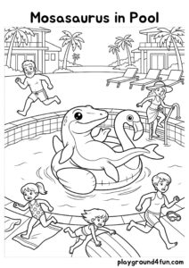 Coloring pages: Mosasaurus in Pool pdf