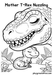 Coloring pages: Mother T Rex Nuzzling pdf