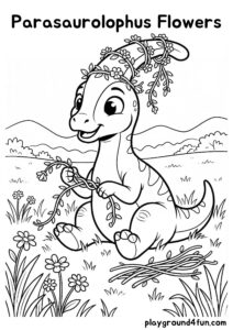 Coloring pages: Parasaurolophus Flowers pdf