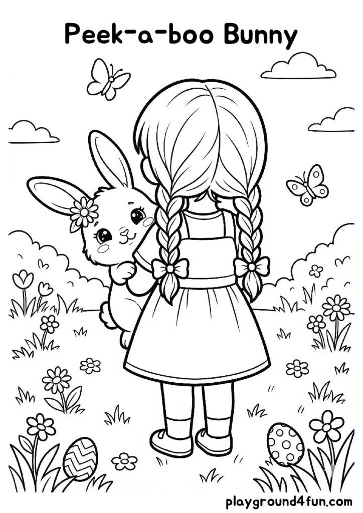 Peek-a-boo Bunny Coloring Pages