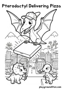 Coloring pages: Pterodactyl Delivering Pizza pdf