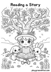 Coloring pages: Reading a Story pdf