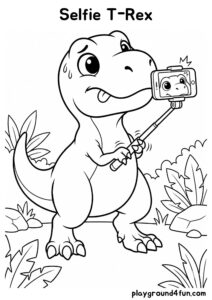 Coloring pages: Selfie T Rex pdf