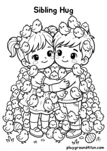 Coloring pages: Sibling Hug pdf