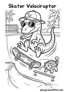 Coloring pages: Skater Velociraptor pdf