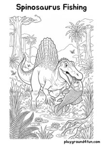 Coloring pages: Spinosaurus Fishing pdf