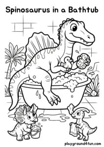 Coloring pages: Spinosaurus in a Bathtub pdf