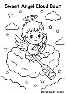 Coloring pages: Sweet Angel Cloud Boat pdf