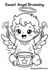 Coloring pages: Sweet Angel Drumming pdf