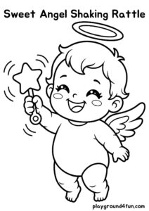 Coloring pages: Sweet Angel Shaking Rattle pdf