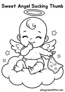 Coloring pages: Sweet Angel Sucking Thumb pdf