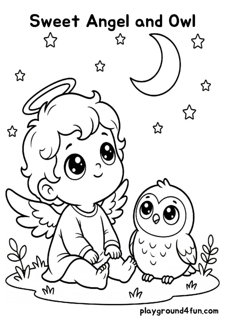 Sweet Angel and Owl