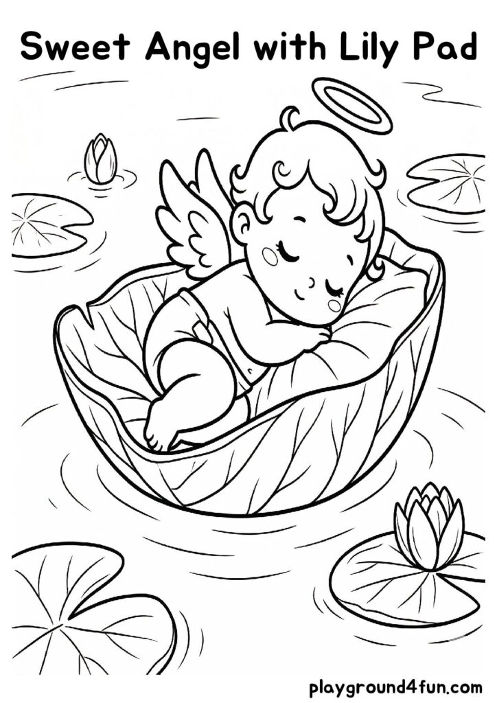 Sweet Angel with Lily Pad
