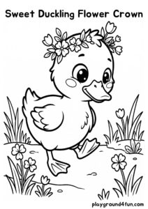 Coloring pages: Sweet Duckling Flower Crown pdf