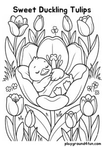 Coloring pages: Sweet Duckling Tulips pdf