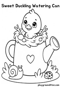 Coloring pages: Sweet Duckling Watering Can pdf