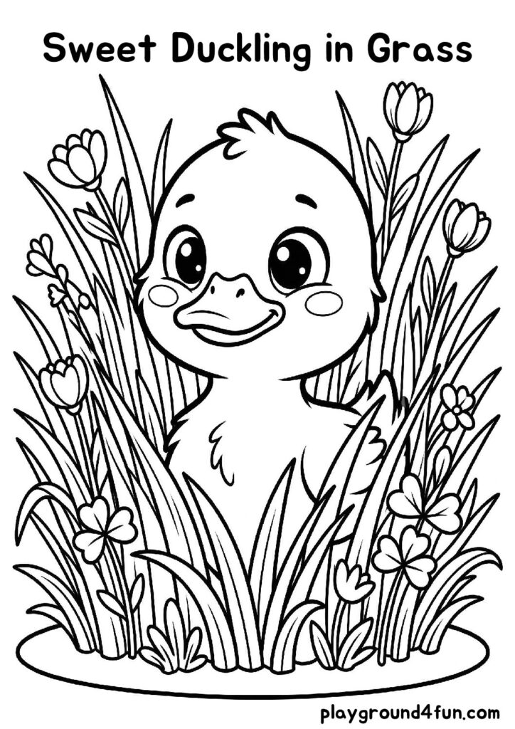 Sweet Duckling in Grass
