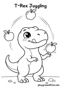 Coloring pages: T Rex Juggling pdf