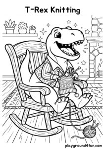 Coloring pages: T Rex Knitting pdf