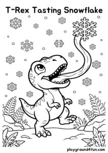 Coloring pages: T Rex Tasting Snowflake pdf