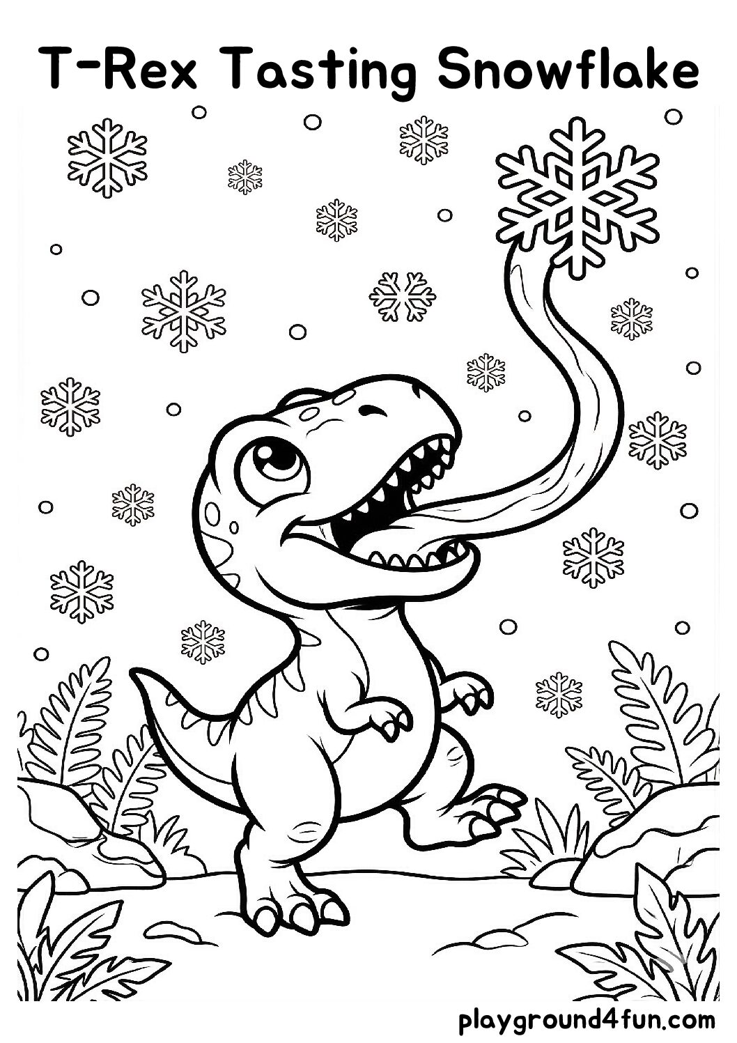 Coloring pages: T Rex Tasting Snowflake pdf