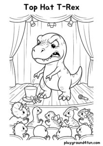 Coloring pages: Top Hat T Rex pdf