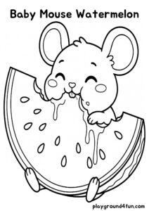Coloring pages: Baby Mouse Watermelon pdf