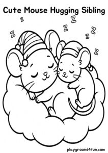Coloring pages: Cute Mouse Hugging Sibling pdf
