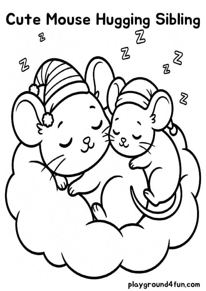 Cute Mouse Hugging Sibling