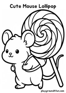 Coloring pages: Cute Mouse Lollipop pdf