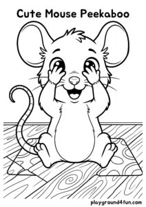 Coloring pages: Cute Mouse Peekaboo pdf