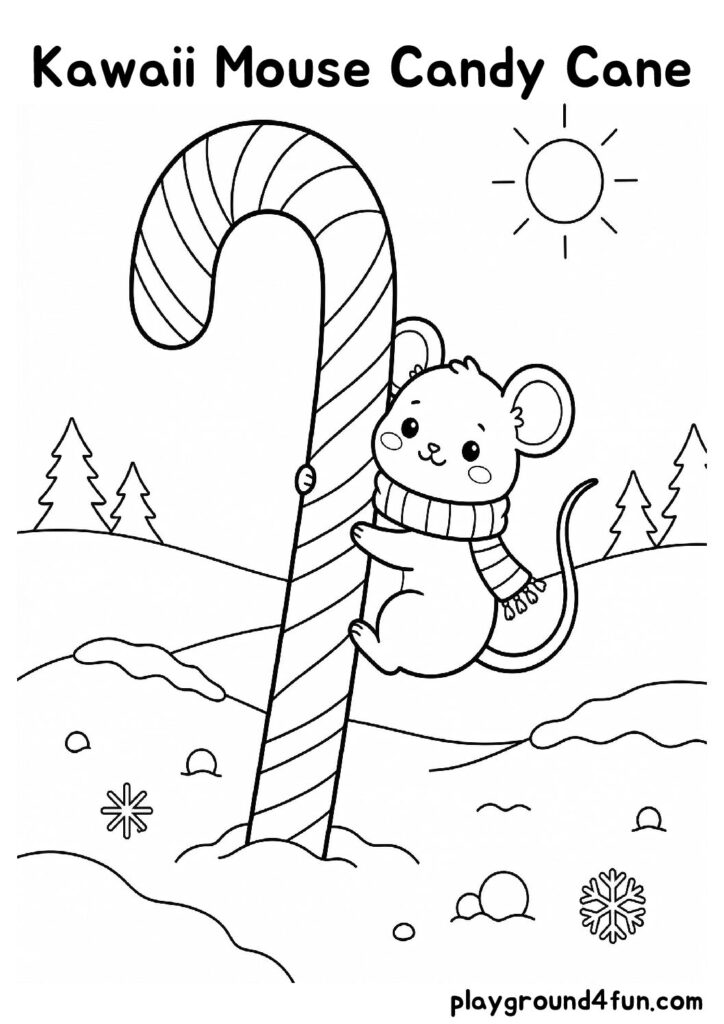 Kawaii Mouse Candy Cane