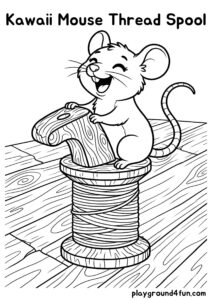 Coloring pages: Kawaii Mouse Thread Spool pdf