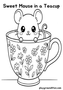 Coloring pages: Sweet Mouse in a Teacup pdf