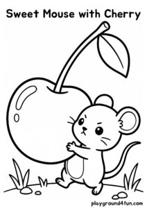Coloring pages: Sweet Mouse with Cherry pdf