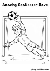 Coloring pages: Amazing Goalkeeper Save pdf